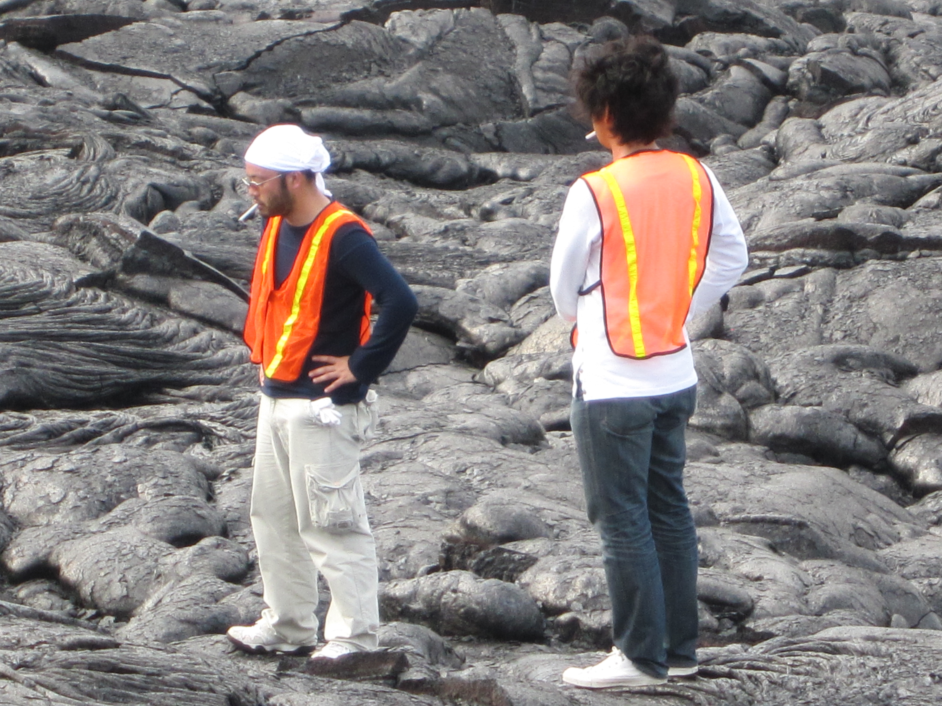 Field work on lava field