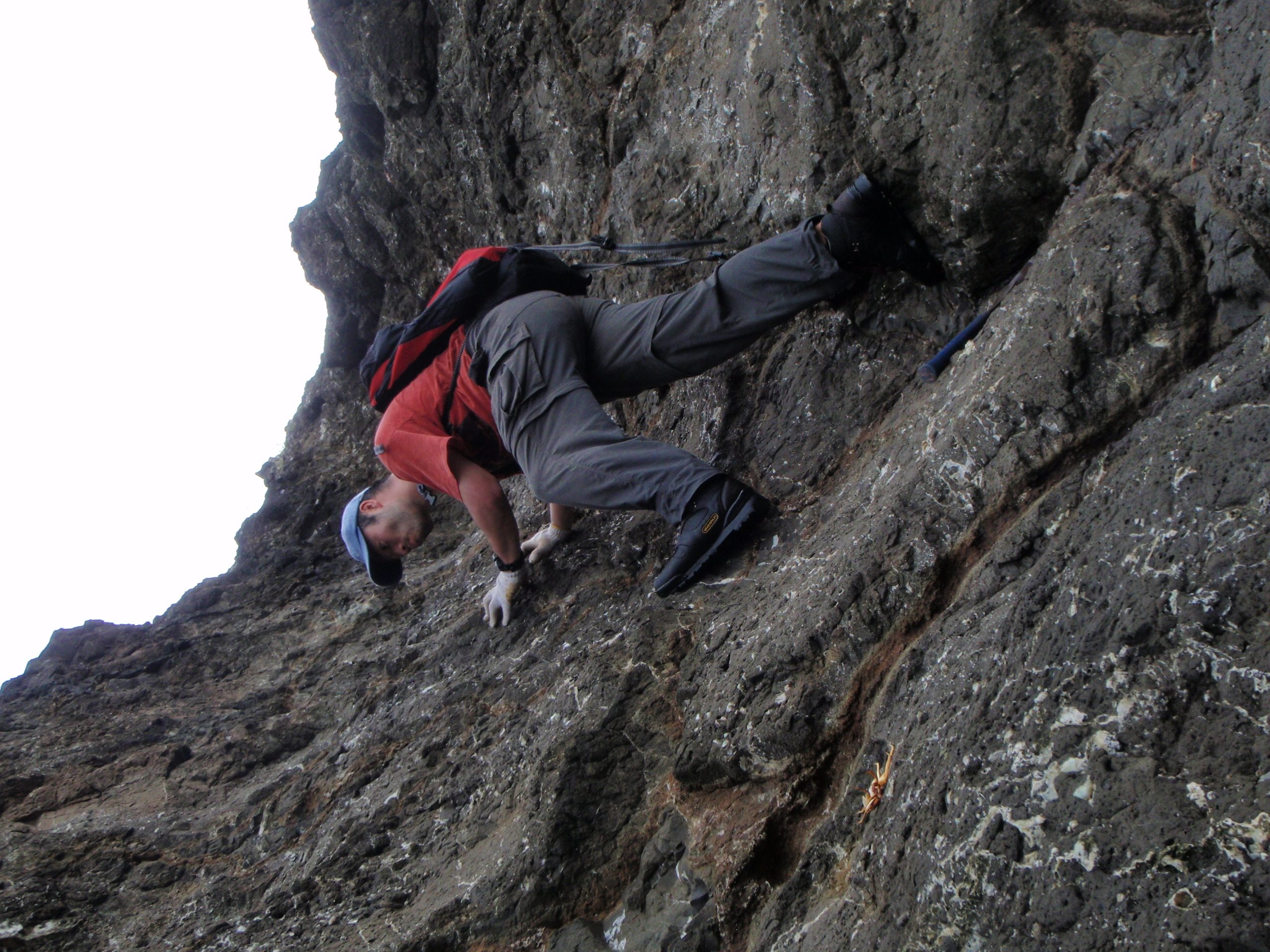 Rock climbing during field work